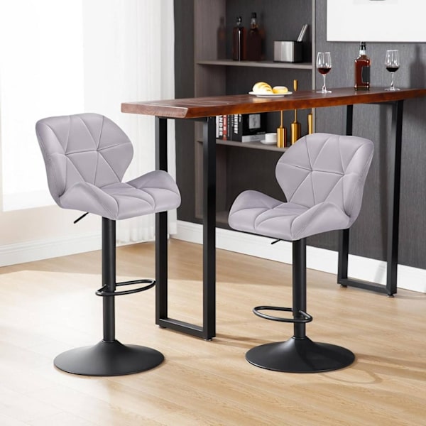 Rootz Velvet Barpall - Bänkpall - Justerbar Barstol - Ergonomisk design - Robust konstruktion - Halkfri bas - 94cm-116cm x 50cm x 40cm