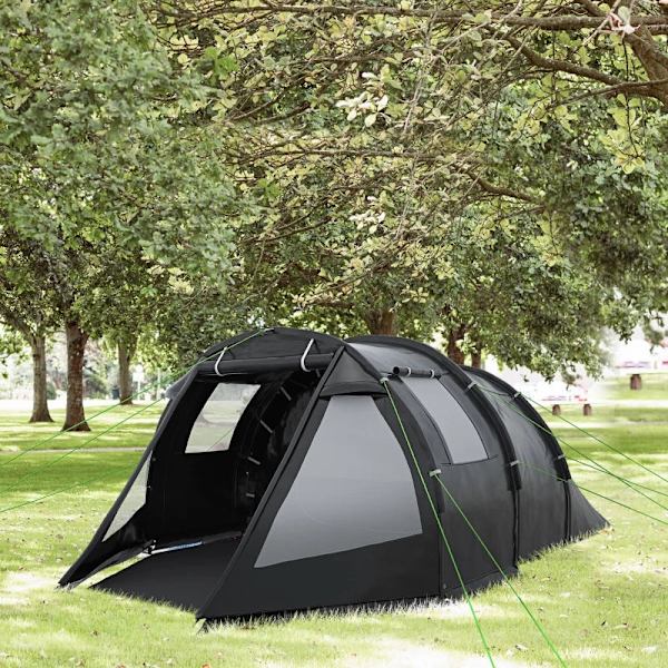 Rootz Campingtält - Väderbeständig - Trekkingstält - 2 rum - Bärbar resväska - UV 30+ Solskydd - Taft 100 % polyester-glasfiber - Svart - 475L x 264W