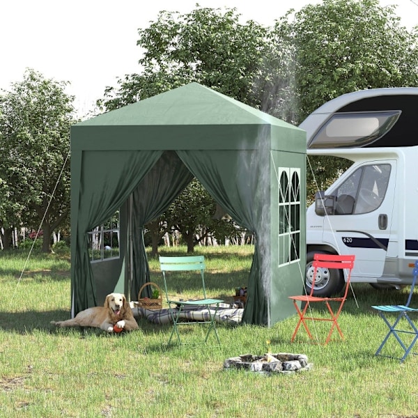 Rootz 2x2m foldepavillon - Pavillon - Øltelt - Hurtig opsætning - UV-beskyttelse - Høj stabilitet - 2L x 2W x 2,4H m - Stål & Oxford stof
