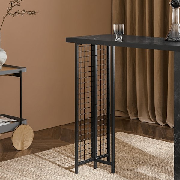 Rootz Modern Baaripöytä - Keittiöpöytä - Ruokapöytä - Tukeva MDF- ja metallirunko - Säädettävät jalat - Tilava säilytystila - 120cm x 105cm x 50cm