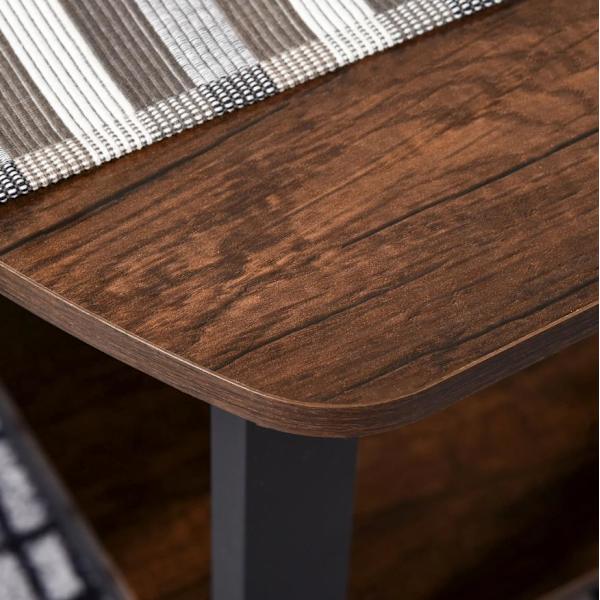Nancy's Newington Salontafel - Koffietafel - 3 Niveauer - Opbergrum - Industrieel - Bruin - Sort - Bewerkt Hout - Staal - 100 x 60 x 46 cm