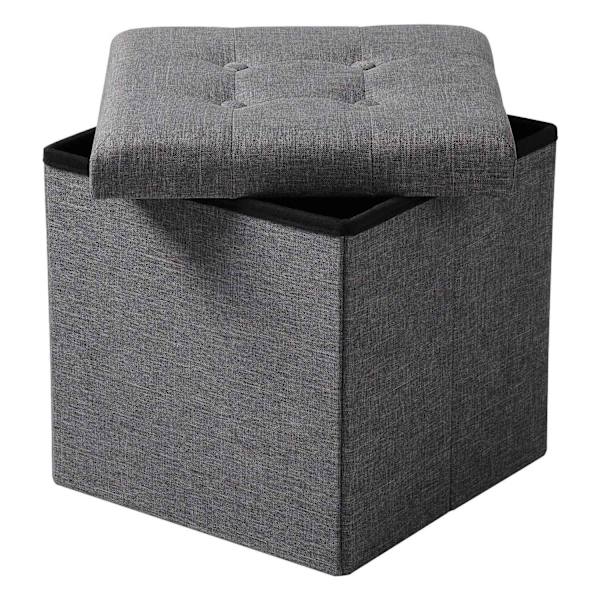 Rootz Förvaringspall - Sittbänk - Osmansk - Fotstöd - Förvaringslåda - Fällbar sits - Förvaringskub - Mörkgrå - 37,5x38x37,5 cm