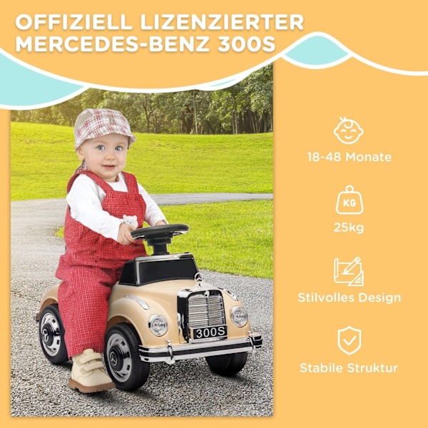 Rootz Slide Children's Auto - Ride -On -lelu - Push Car - Storage Tila - 77,5 cm x 41,5 cm x 45cm - virallisesti lisensoitu Mercedes Benz Design