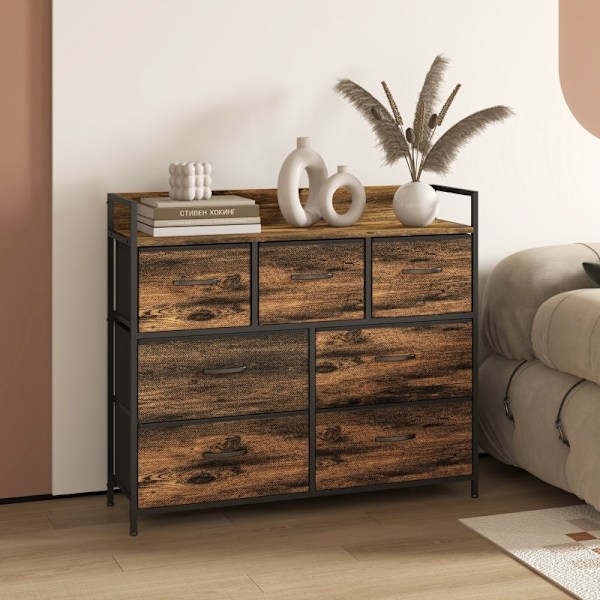 Rootz stofskuffekiste - Skænk - Organiseringsmøbler - Melaminbelagt top - Stabil stålramme - 98cm x 29cm x 85cm