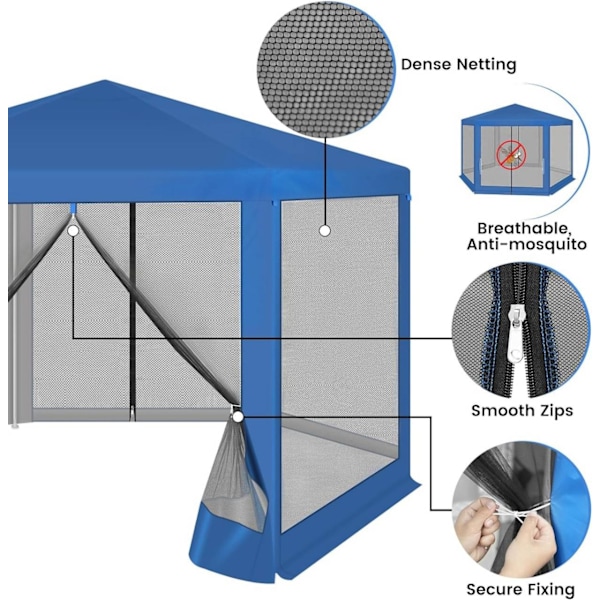 Rootz Outdoor Gazebo - Trädgårdspaviljong - Skyddsskydd - UV- och skuggaskydd - Myggnät som andas - Enkel montering - 380cm x 250cm x 328cm