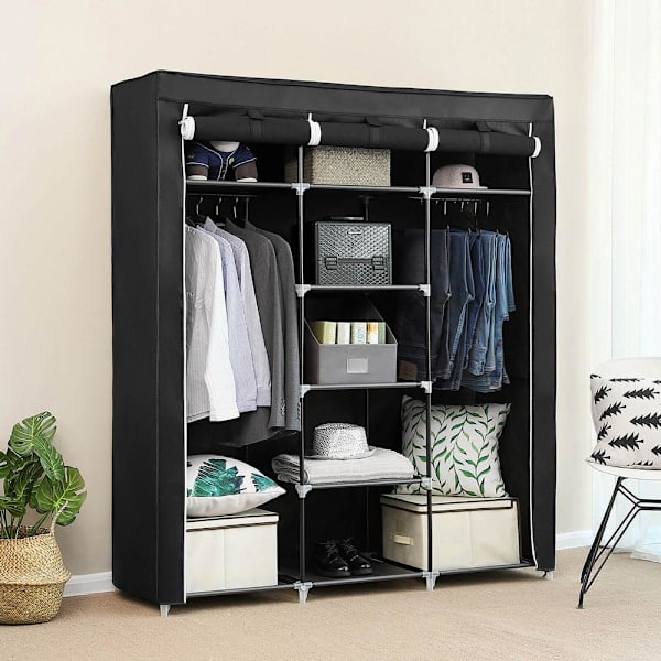 Rootz - XXL Canvas Garderobe - Garderobe - Opbevaringsskab - Sammenfoldeligt garderobeskab