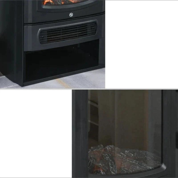 Rootz El-pejs - Pejs - E-pejs - Flammeeffekt - Termostatisk komfur - Sort - 44,5x32,1x74 cm