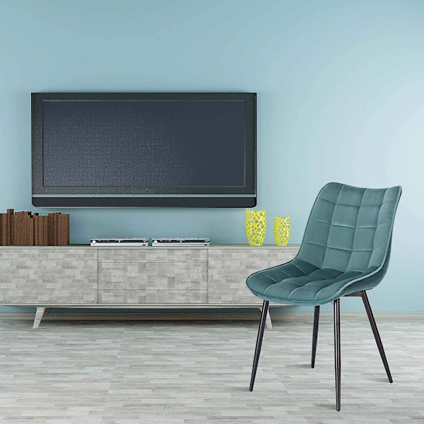 Rootz Set med 8 matstolar - Sammetsstolar - Turkosstolar - Ergonomisk design - Hållbar konstruktion - Golvskydd - 46 x 40,5 cm Sitsstorlek