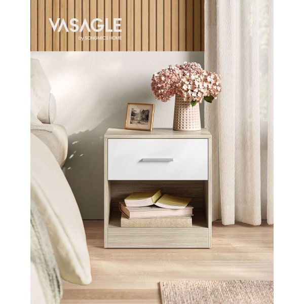 Rootz spånplade sidebord - Natural Beige Classic White - Natbord - Natbord - Robust konstruktion - Rigelig opbevaring - Nem montering - 28cm x 39cm x
