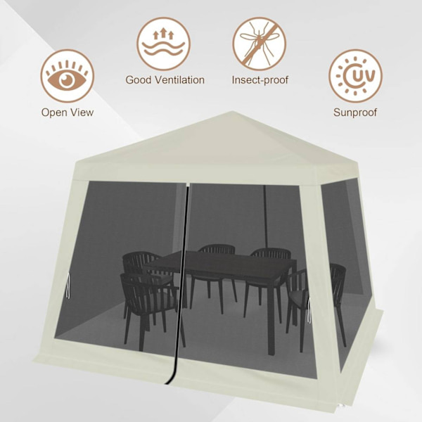 Rootz Outdoor Pavilion - Huvimaja - Puutarhakatos - UV-suoja - Hyönteiseton verkko - Tukeva metallirunko - 300cm x 250cm x 300cm