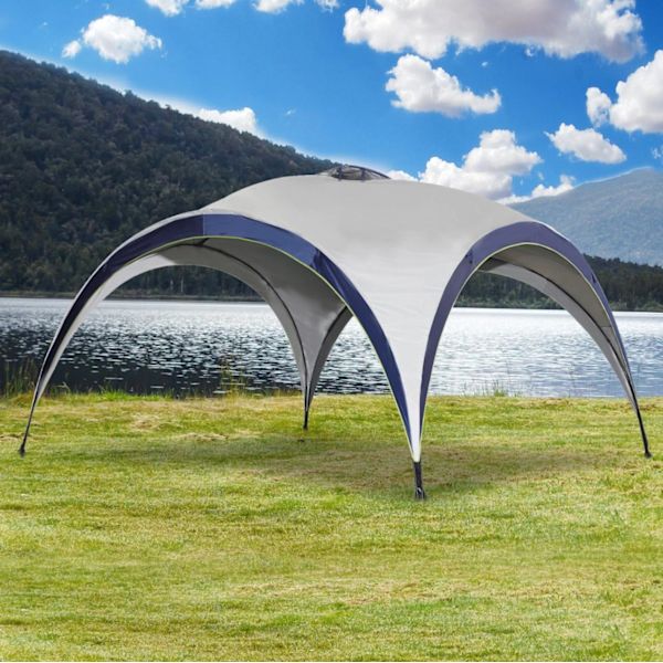 Nancy's Ramsey Partytent - Tuinpaviljoen - Paviljoen - Zonwering - Weerbestendig - Polyester - Crème - Wit - Blauw 4 x 4 x 2,5 m