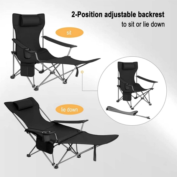 Rootz Ultimate Outdoor Folding Chair - Fiskestol - Campingstol - Justerbar, bärbar, slitstark - 600D Oxford-tyg - 115cm x 88,5cm x 84cm (sittande), 16