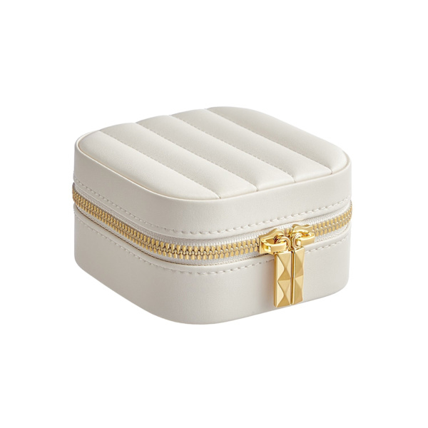Rootz Cloud White Resesmyckeskrin - Organizerfodral - Bärbar förvaring - PU-läder - 10,5 cm x 10,5 cm x 6 cm