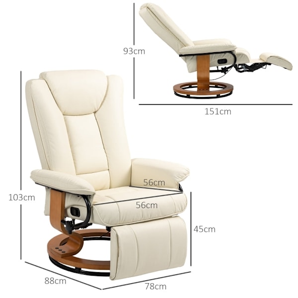 Rootz Relax Chair - TV-fåtölj - Fåtölj i konstläder - Kompakt vilstol - 78cm x 88cm x 103cm