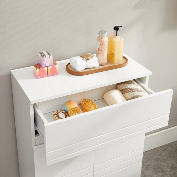 Rootz Badeværelsesskab - Hvid opbevaringsenhed - MDF-døre - Spånpladekrop - Justerbar hylde - Tippesikring - 60 cm x 30 cm x 80 cm