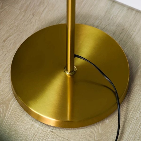 Rootz golvlampa - Retrodesign - Stabil metallfot - Slät stav - Lång strömkabel - 3 lampskärmar - Lämplig för LED - Järn+Glas - Guld+Vit - Ø27 x 169H c