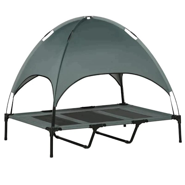 Rootz Pet Bed - Hundeseng - Udendørs hundeseng - Seng med baldakin - UV-beskyttelse - Åndbar - Grå - 122 x 92 x 108 cm