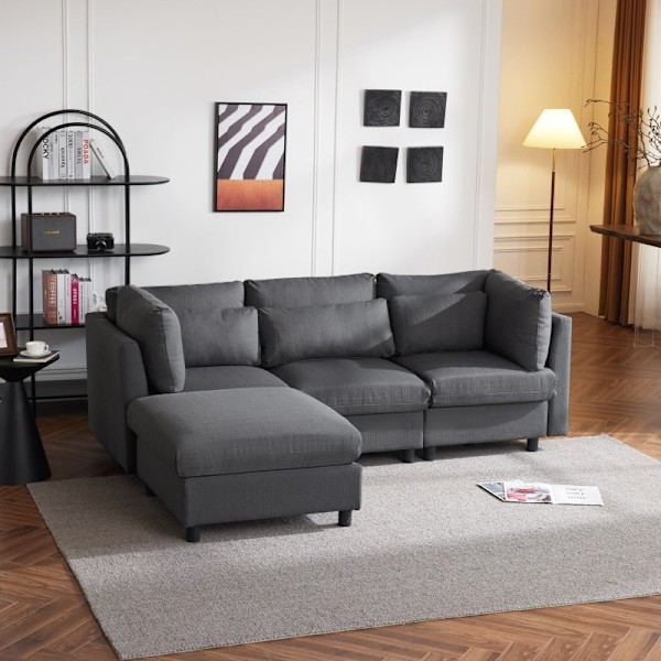 Rootz Modern 3 istuttava kulmasohva - Mukava sohva - Ergonominen sohva - Selkätuki - 220L x 157P x 81H cm
