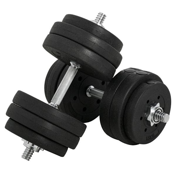 Rootz Hantelset - 30KG Hantelset - med viktskivor - för hemmakontoret gym - Stål - PU - Styrketräning - Svart
