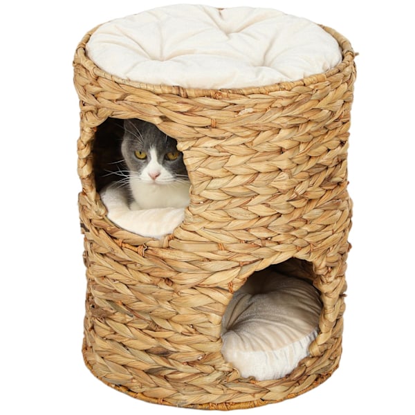 Rootz Scratching Barrel Cat Tower - Cat Condo - Cat Tree - Mysiga grottor - 40 cm x 50 cm x 22 cm - Perfekt för katter upp till 3,5 kg