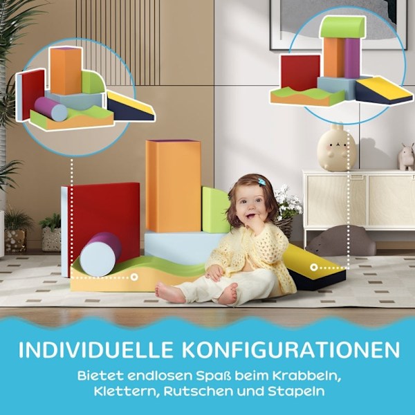 Rootz Soft Building Block Set - Skumblock - Interaktiv leksak - Stimulerar kreativitet - Flerfärgad - 40cm x 40cm x 20cm