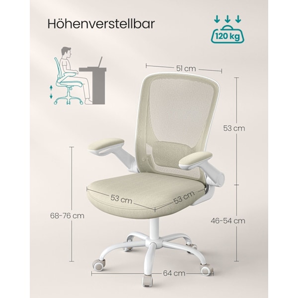 Rootz Deluxe ergonomisk kontorsstol - Skrivbordsstol - Justerbar stol - Bekväm design - 66cm x 60cm x 107cm