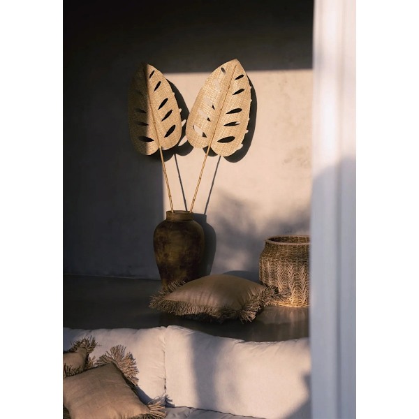 Rootz Jute Bonita -tyynynpäällinen - Luonnollinen päällinen - Raffia-hapsu - Teksturoidut pehmeät kalusteet - 40cm x 40cm x 2cm