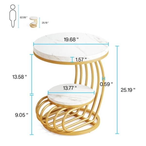 Rootz Sidebord - Endebord - Natbord - Rigelig opbevaring - 50 cm D x 50 cm B x 64 cm H