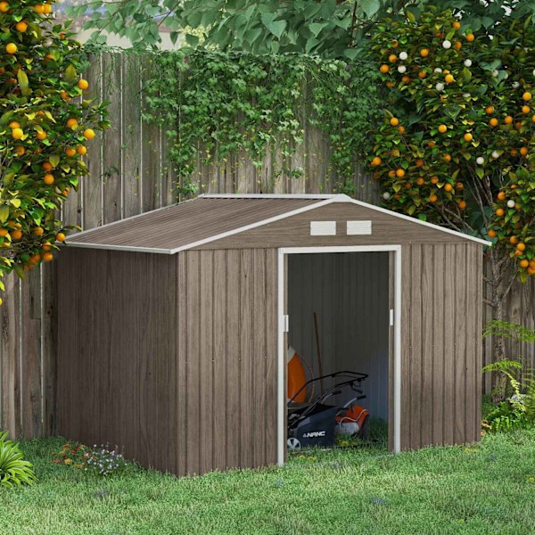Rootz Tool Shed - Bike Shed - Haveopbevaring - Vejrbestandigt metal - 2,7 m x 1,9 m x 1,9 m - Robust galvaniseret stålkonstruktion