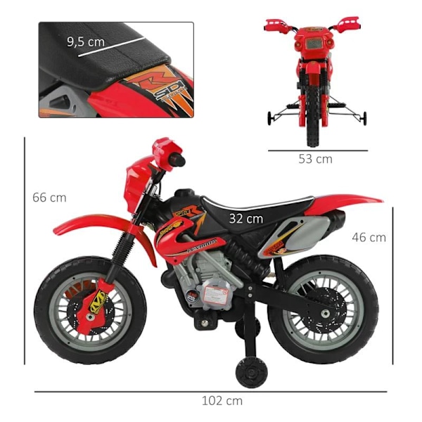 Rootz Motorcycle - Children's Motorcycle - Electric Motorcycle - Red/black - 102 X 53 X 66 Cm