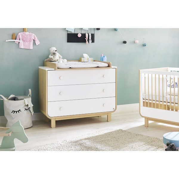 Rootz Round Omklädningsenhet - Babybyrå - Barnkammare - Justerbar och avtagbar design - 115cm x 54cm x 90cm