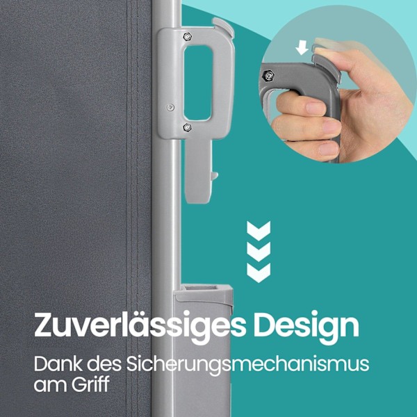 Rootz Aluminium Side Awisning - Privacy Screen - Sun Shade - UV Protection - 200 cm x 400 cm - Perfekt för terrass och balkong