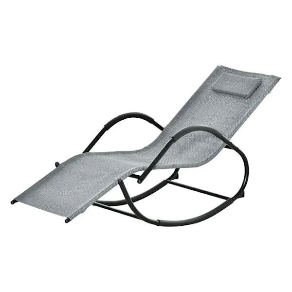Rootz gungstol - enkel gungstol - trädgårdsgungstol - Zero Gravity gungstol med kudde för inomhus & utomhus - Texteline Grå - 61cm x 160cm x 79cm