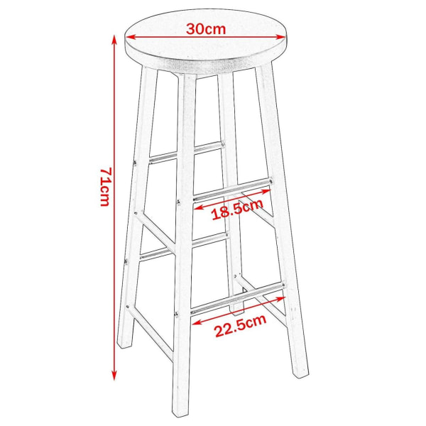 Rootz Industrial Bar Pall - Bänkpall - Metall- och träpall - Robust konstruktion - Mångsidig användning - Golvskydd - Sitthöjd 71cm, Diameter 30cm