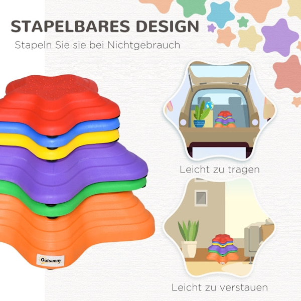 Rootz Stepping Stones för barn - Balansstenar - Lekset - Halkfritt - Stapelbar - 3 storlekar - Upp till 80 kg - Inomhus/Utomhus - 23cm x 23cm x 4cm, 3