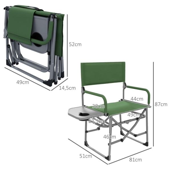 Rootz hopfällbar campingstol - Utomhusstol - Bärbar sits - Rostsäker metallram - Rivsäker Oxford-tyg - 81W x 51D x 87H cm - Grön