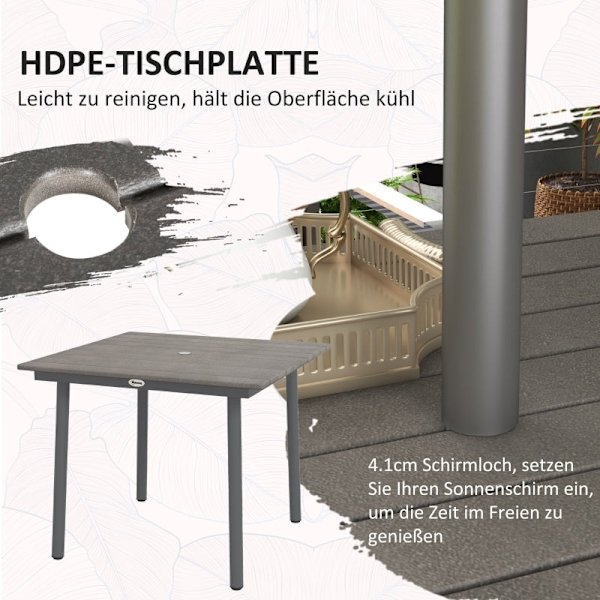 Rootz Trädgårdsbord - Utomhusmatbord - Loungebord - Väderbeständigt - Modern design - 90cm x 90cm x 75cm - Mörkgrå