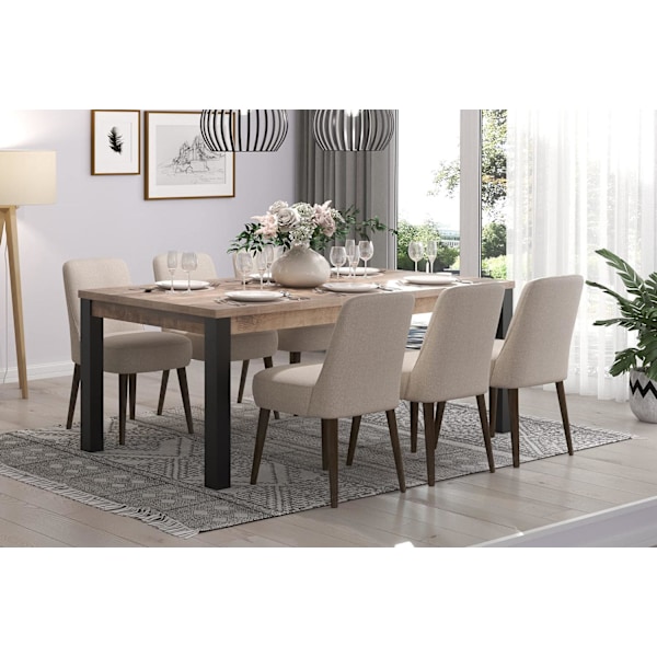 Rootz Stylish Wooden Dining Table - Furniture - Table Piece - Creation - Brown & Black - 200 x 77 x 100 cm