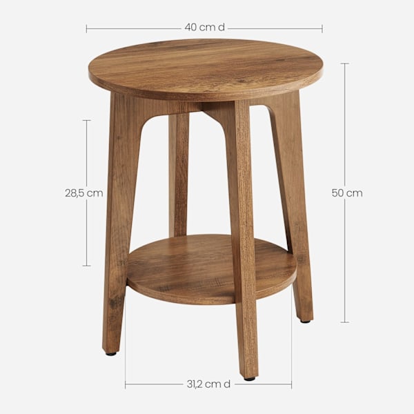 Rootz honningbrun spånplade sidebord - endebord - sengebord - 90 kg Kapacitet - 40 cm x 50 cm - 4,1 kg
