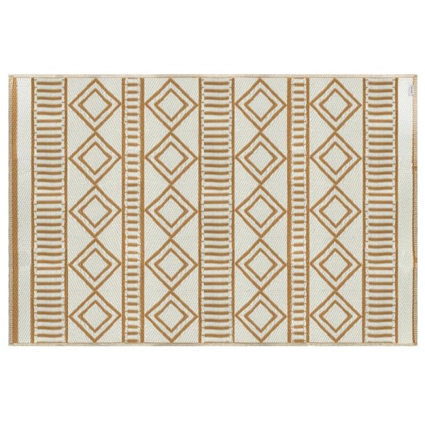 Rootz udendørs tæppe - terrassetæppe - vejrbestandigt - moderne design - ikke-vævet stof - Grøn + creme - 121 cm x 182 cm x 0,3 cm