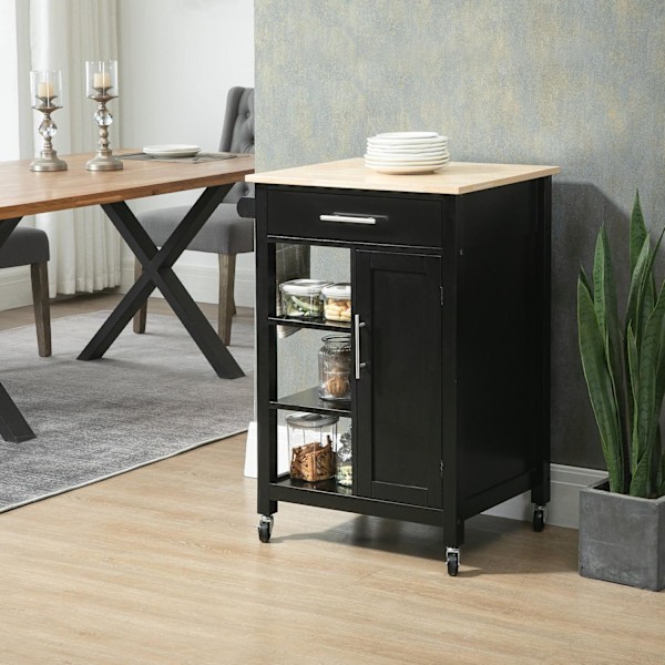 Rootz Kitchen Trolley With Wheels - Servering Trolley - Storage Cart - Easy Mobility - 69W X 48D X 89H CM