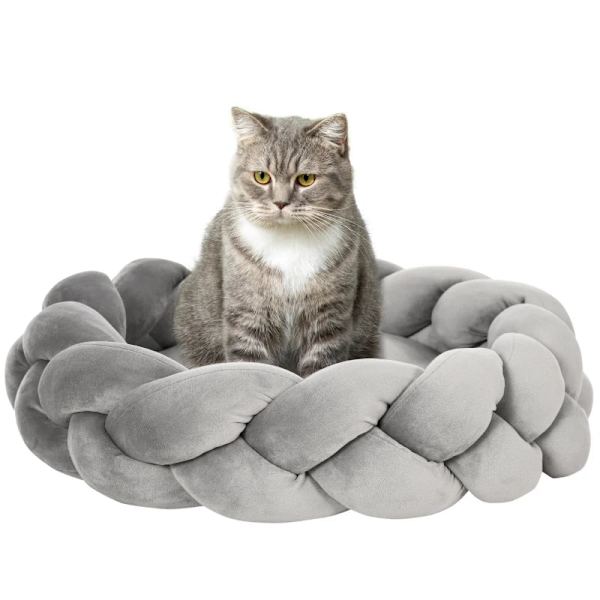 Rootz kæledyrsseng med pude - Katteseng - Hundekurv - Vaskbar - Grå - 55 cm x 55 cm x 14 cm