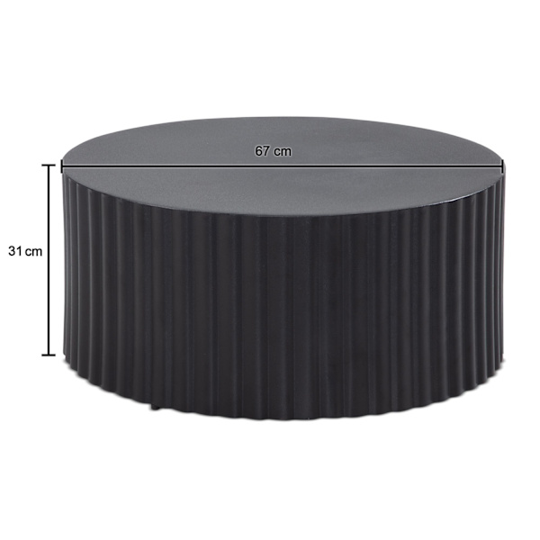 Rootz Modern Design Sofabord - Rundt bord - Elegant Lamellook - Håndlavet - Anti-Slip Nubs - Pulverlakeret jern - 67cm x 67cm x 31cm