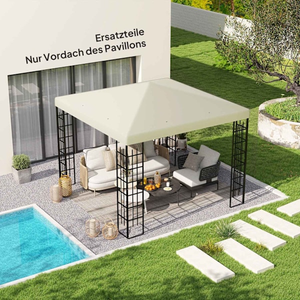 Rootz 3x3m Korvaava huvimaja tarpauliini - puutarhakansi - katos yläosa - upf30+ auringonsuoja - 298 cm x 298cm - valkoinen