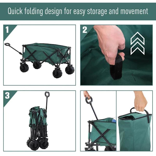 Rootz Transportvagn - Trädgårdsvagn - Fällbar lastvagn - Grön - 108 x 53 x 59-89 cm