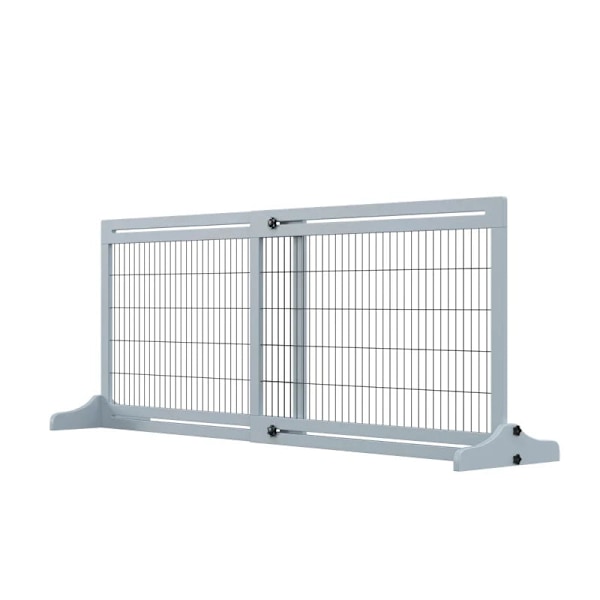 Rootz Dog Gate - Trappeport - Højdejusterbar - Foldbart kæledyrshegn - Døråbning - Gang - Små og mellemstore hunde - Grå + Sort - 183cm x 36cm x 69cm