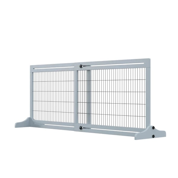 Rootz Dog Gate - Trappport - Justerbar i höjdled - Fällbart stängsel för djur - Dörröppning - Hall - Små och medelstora hundar - Grå + Svart - 183cm x