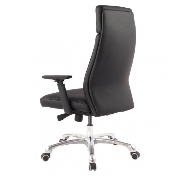 Rootz kontorsstol äkta läder svart ergonomisk med nackstöd - Design Executive stol Ergonomiskt skrivbord med tiltfunktion - Vridstol med armstöd X-XL