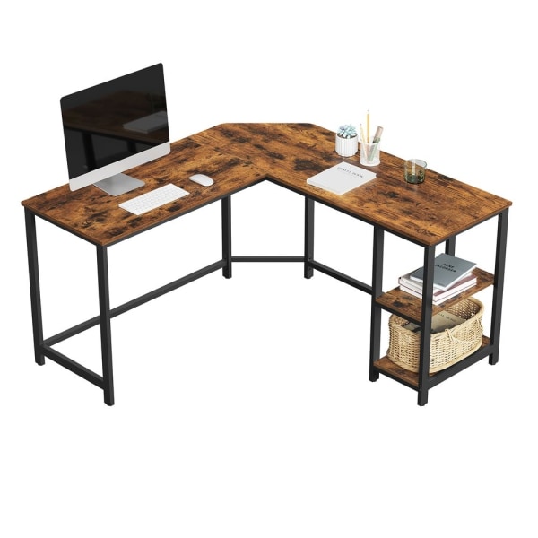 Rootz Hörnskrivbord - L-format skrivbord med 2 hyllor - Industri