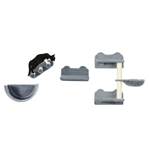 Rootz Cat klatrevægsæt - Kattetræ - Kradsestolpe - Robust spånplade - Fremmer sundheden - 40 cm x 28 cm x 73 cm